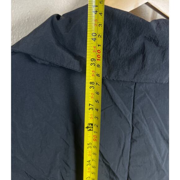 A New Day Black Trench Coat Black Lightweight Puffer Button Jacket Large - Picture 4 of 5